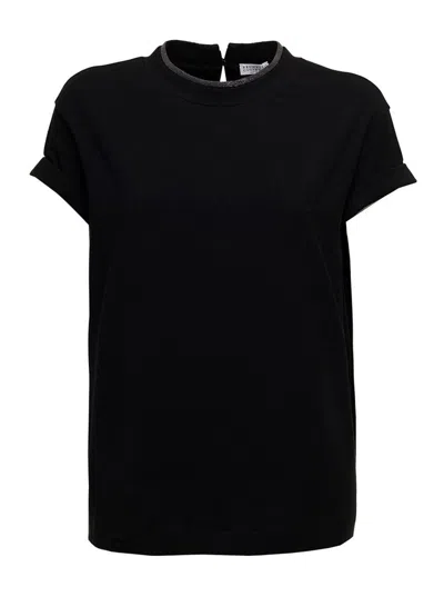 Brunello Cucinelli Embellished Crewneck T-shirt In Black
