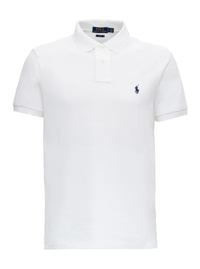 Polo Ralph Lauren White Fitted Polo Shirt With Logo In Cotton Man