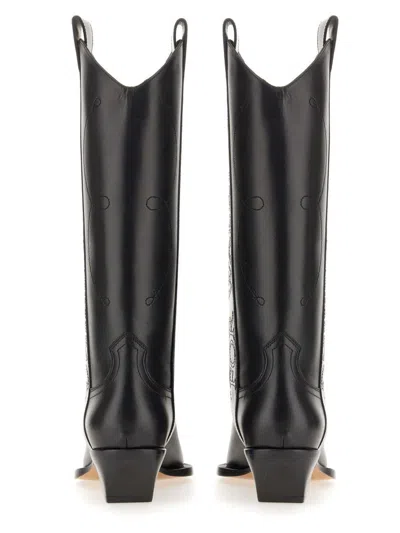 Off-white For Walking Leather Western Boots With Embroideries