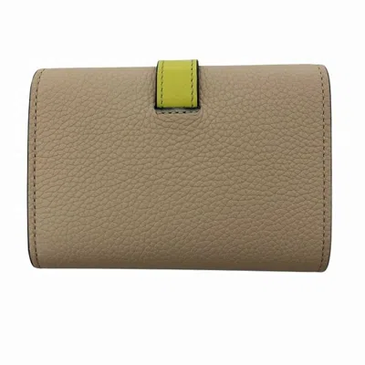Pre-owned Loewe Beige Lime Yellow Leather Wallet (tri-fold) ()