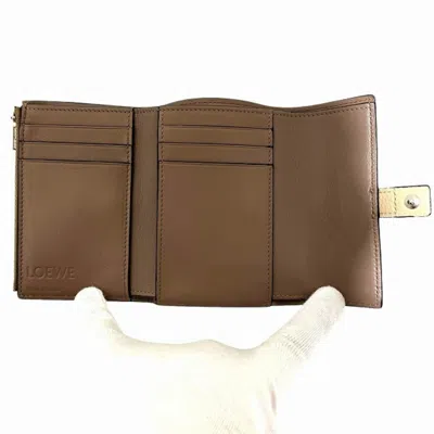 Pre-owned Loewe Beige Lime Yellow Leather Wallet (tri-fold) ()