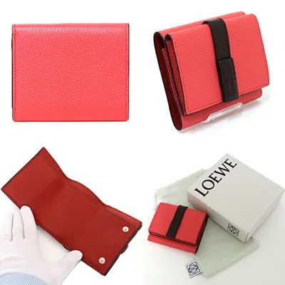 Pre-owned Loewe Pink Red Color Leather Wallet (tri-fold) ()