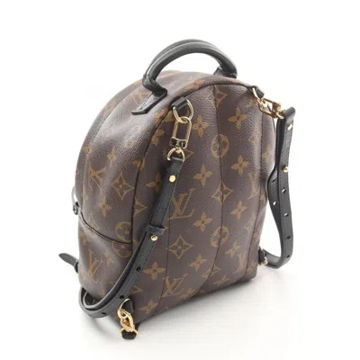 Pre-owned Louis Vuitton Black Brown Coated Canvas Leather Backpack ()