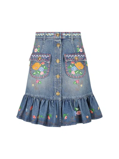Valentino Floral-embroidered Midi Skirt