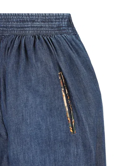 Valentino Tasseled Embroidered Chambray Tapered Pants