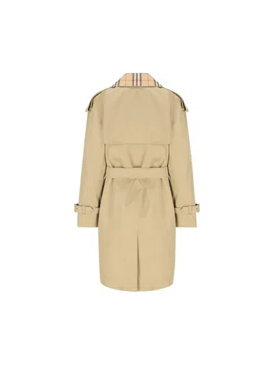 Burberry Castleford Check Collar Shower Resistant Cotton Gabardine Short Trench Coat In Gray