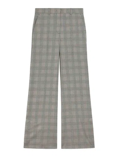 Sportmax Wool Flare Trousers With Prince Of Wales Pattern