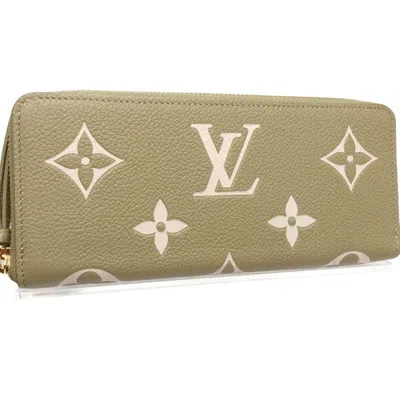 Pre-owned Louis Vuitton Cream Khaki Monogram Empreinte Long Wallet (bi-fold) ()