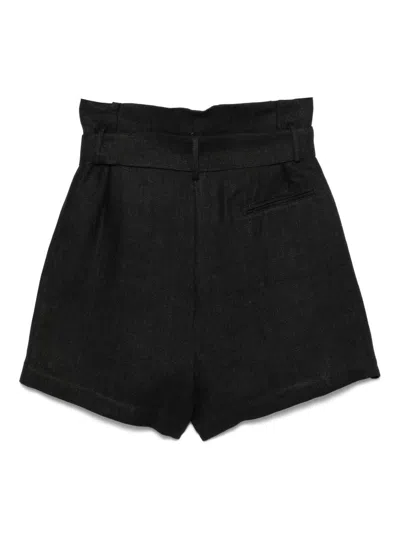 Alysi Black Linen Bermuda Shorts