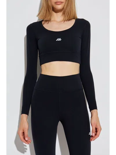 Balenciaga Logo Scoop Neck Cropped Top With Long Sleeves