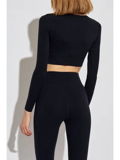 Balenciaga Logo Scoop Neck Cropped Top With Long Sleeves