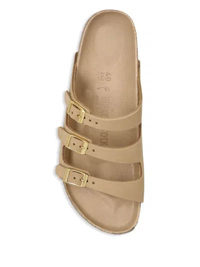 Birkenstock Beige Leather Florida Slippers
