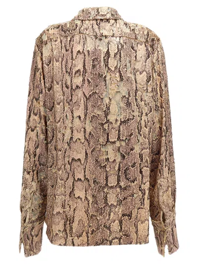 Dries Van Noten Celine Python-print Sequin-embellished Shirt