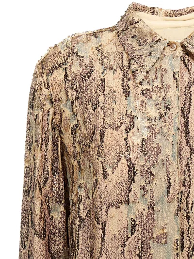 Dries Van Noten Celine Python-print Sequin-embellished Shirt