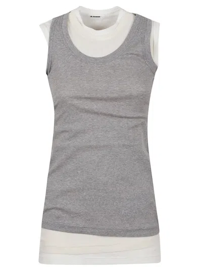 Jil Sander Fitted Sleeveless Top With Contrasting Hem Layer