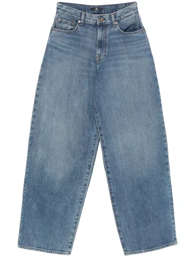 7 For All Mankind Light Wash Straight-leg Jeans With Classic Five-pocket Design