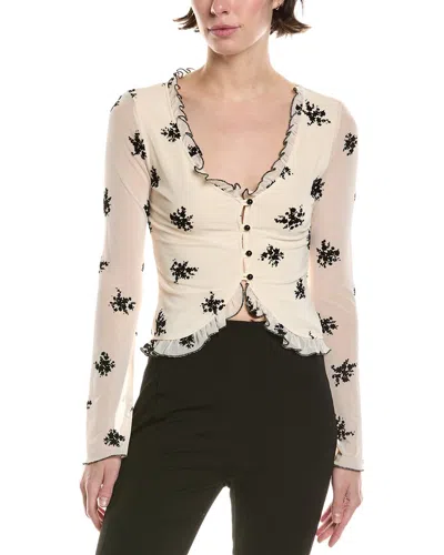 Abbey Mesh Floral Flocked Top