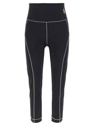 Moncler Leggings With Logo Patch And Contrast Stitching
