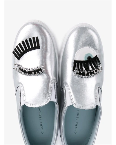 Shop Chiara Ferragni Flirting Leather Slip-on Sneakers