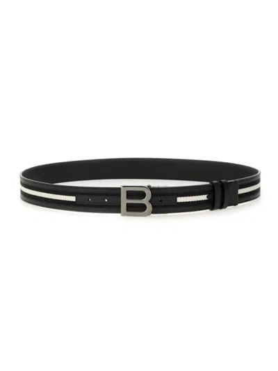 Bally Adjustable Logo Buckle Belt With Stripe Detail