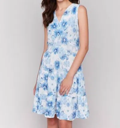 Charlie B Watercolor V-neck Dress In Celestial Blue