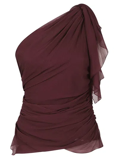Victoria Beckham Draped One-shoulder Top Asymmetric Hem