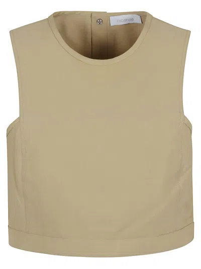 Rabanne Back Bow Sleeveless Cropped Crew Neck Top