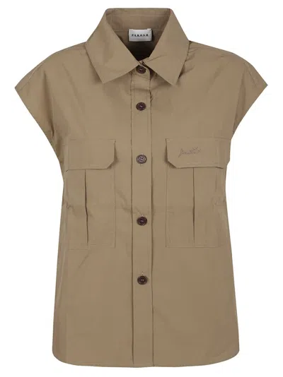 P.a.r.o.s.h Collared Cap Sleeves Pleated Back Chest Pockets