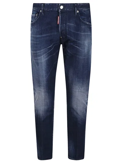 Dsquared2 Straight Leg Stretch Denim Jeans With Vintage Finish