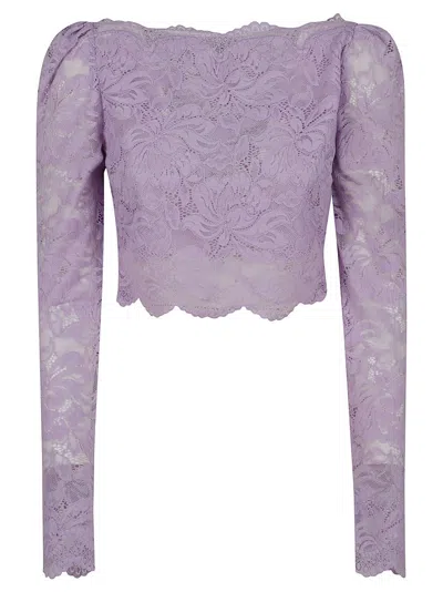 Rabanne Lavender Lace-effect Top With Boat Neckline