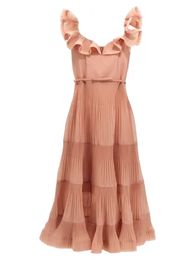 Zimmermann Pleated Frill Midi Dress