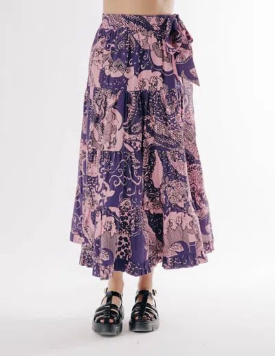 Love The Label Wanda Tiered Skirt In Rolling Winds Print