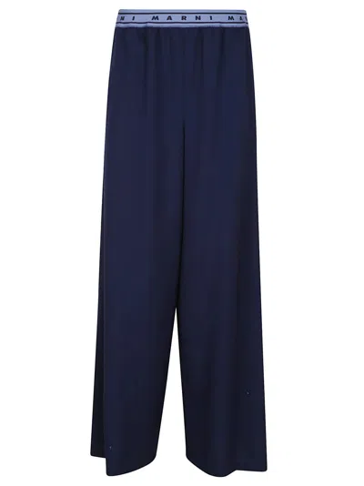 Marni Wide-leg Black Trousers With Elastic Waistband