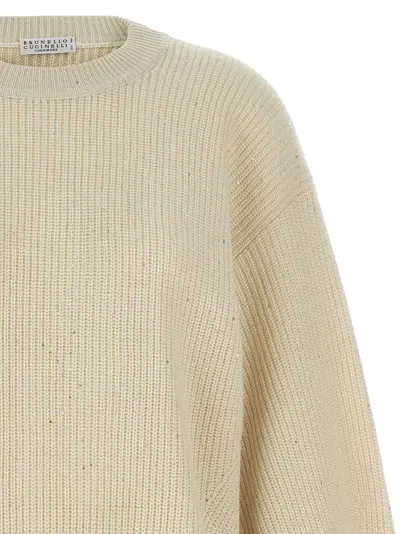 Brunello Cucinelli Sequin Sweater Sweaters And Cardigans White