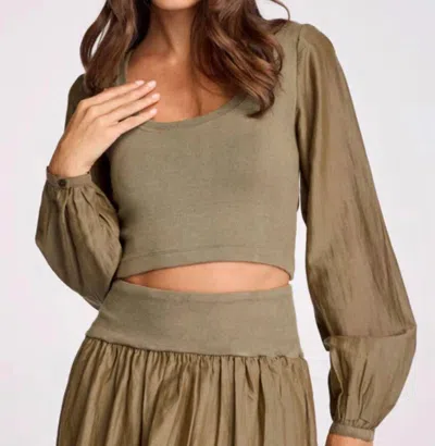 Sundays Eliana Scoop Neck Balloon Sleeves Stop In Moss
