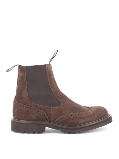Tricker's Brogue-detail Chelsea Boot With Dovetail Finish In Gray