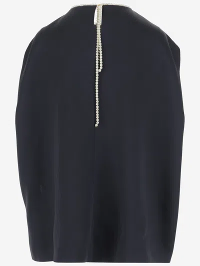 Carven Elegant Cocoon Top With Mock-pearl Trim