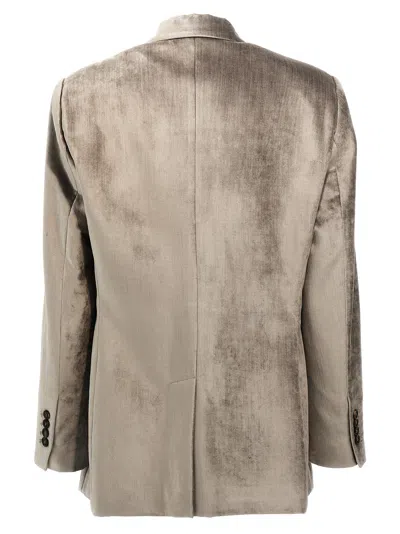 Brunello Cucinelli Single-breasted Chenille Blazer Blazer And Suits Gray In Gray