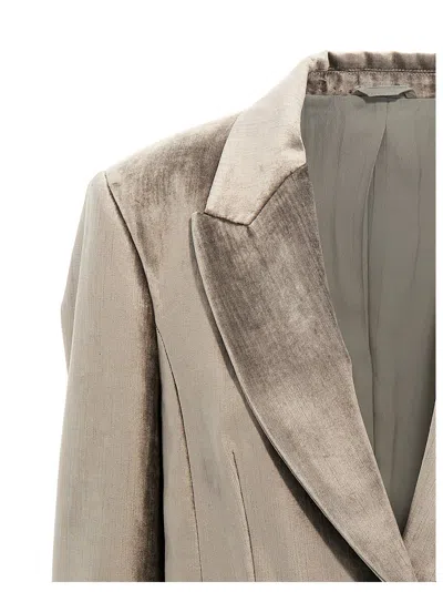 Brunello Cucinelli Single-breasted Chenille Blazer Blazer And Suits Gray In Gray
