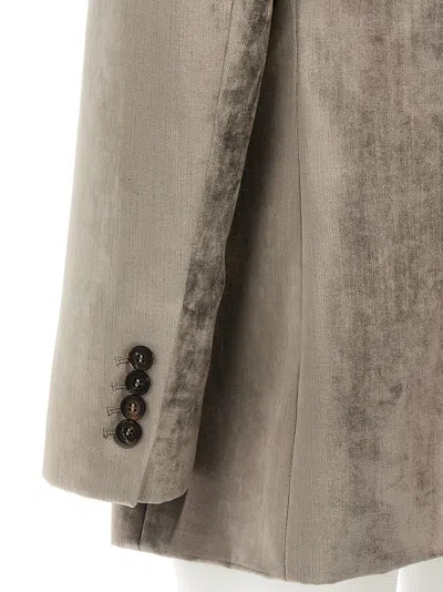Brunello Cucinelli Single-breasted Chenille Blazer Blazer And Suits Gray In Gray