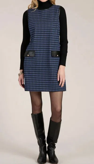 Tyler Boe Kirtly Houndstooth Knit Jumper In Navy