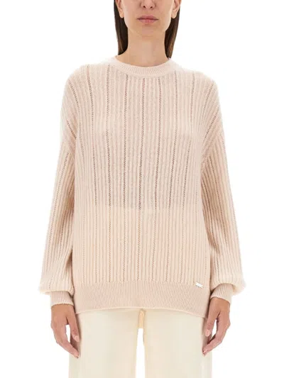 Kiton Cashmere-silk Lattice Knit Crewneck Sweater