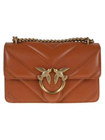 Pinko Chevron Pattern Nappa Leather Crossbody Bag