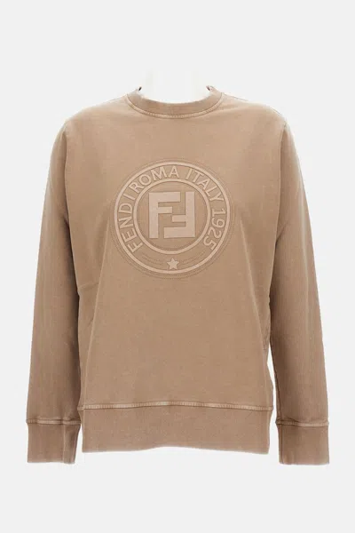 Fendi Cappuccino Cotton Oversize Sweatshirt In Nude