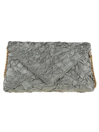 Dries Van Noten Womens Raffia Envelope Crinkled Woven Clutch Bag
