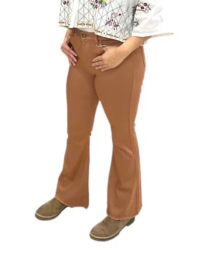 Pine Apparel Scissor Cut Stretch Flare Jean In Chestnut