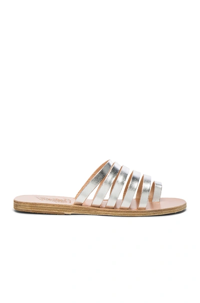 Shop Ancient Greek Sandals Leather Niki Sandals In Silver