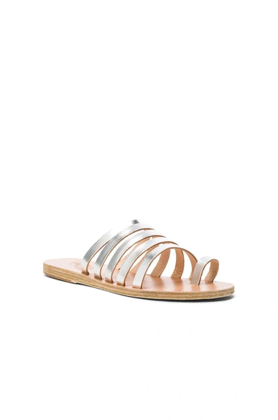 Shop Ancient Greek Sandals Leather Niki Sandals In Silver