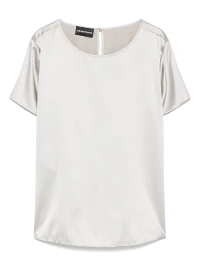 Emporio Armani Round Neck Silk Top With Short Sleeves