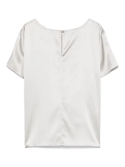 Emporio Armani Round Neck Silk Top With Short Sleeves